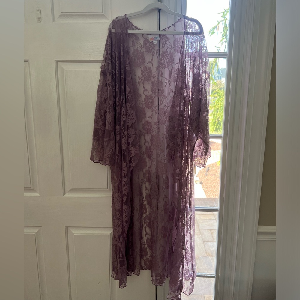 LuLaRoe Sheer Lace Robe in Lavender